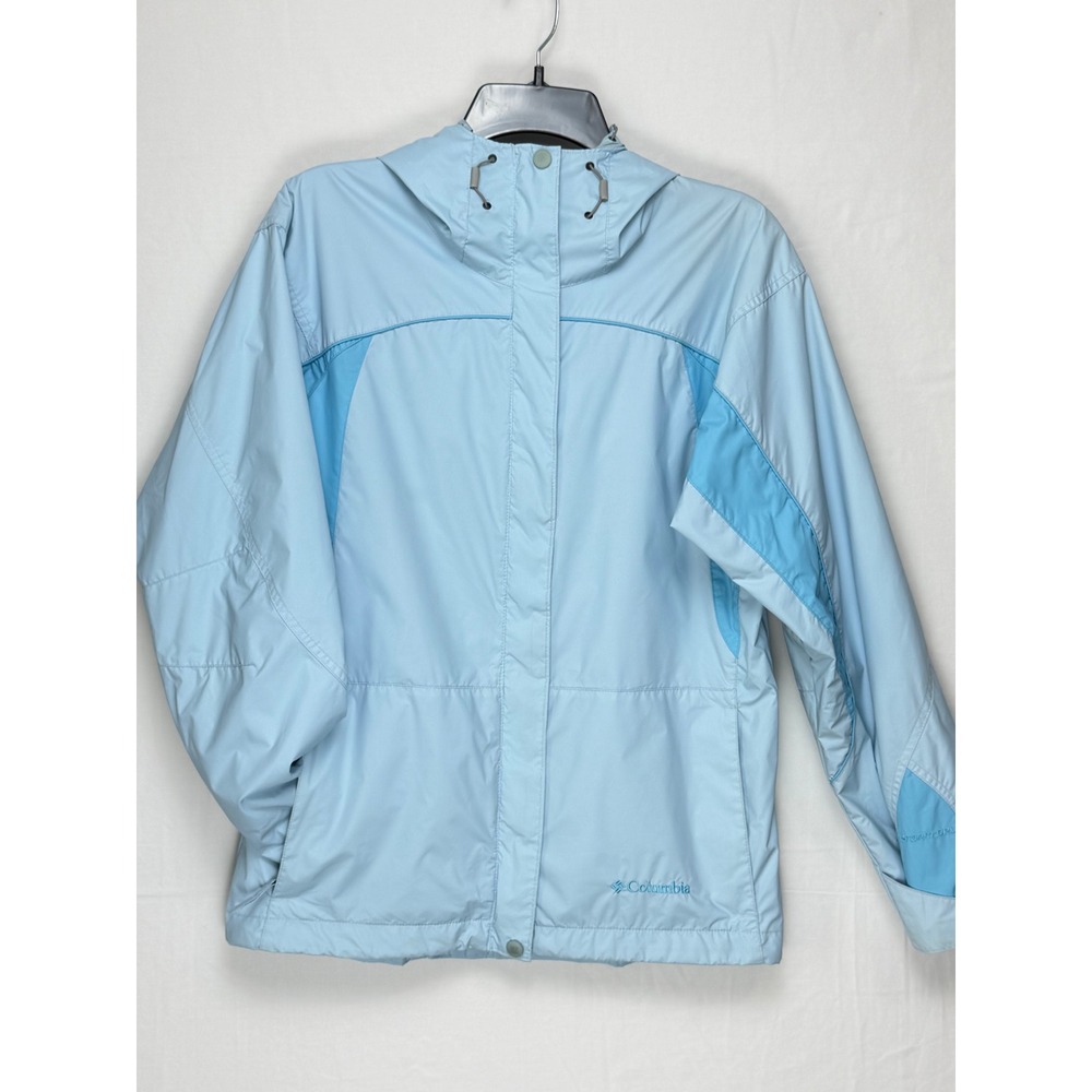 Columbia Women Rain Jacket S Blue Storm Dry Waterproof Hooded Windbreaker Coat